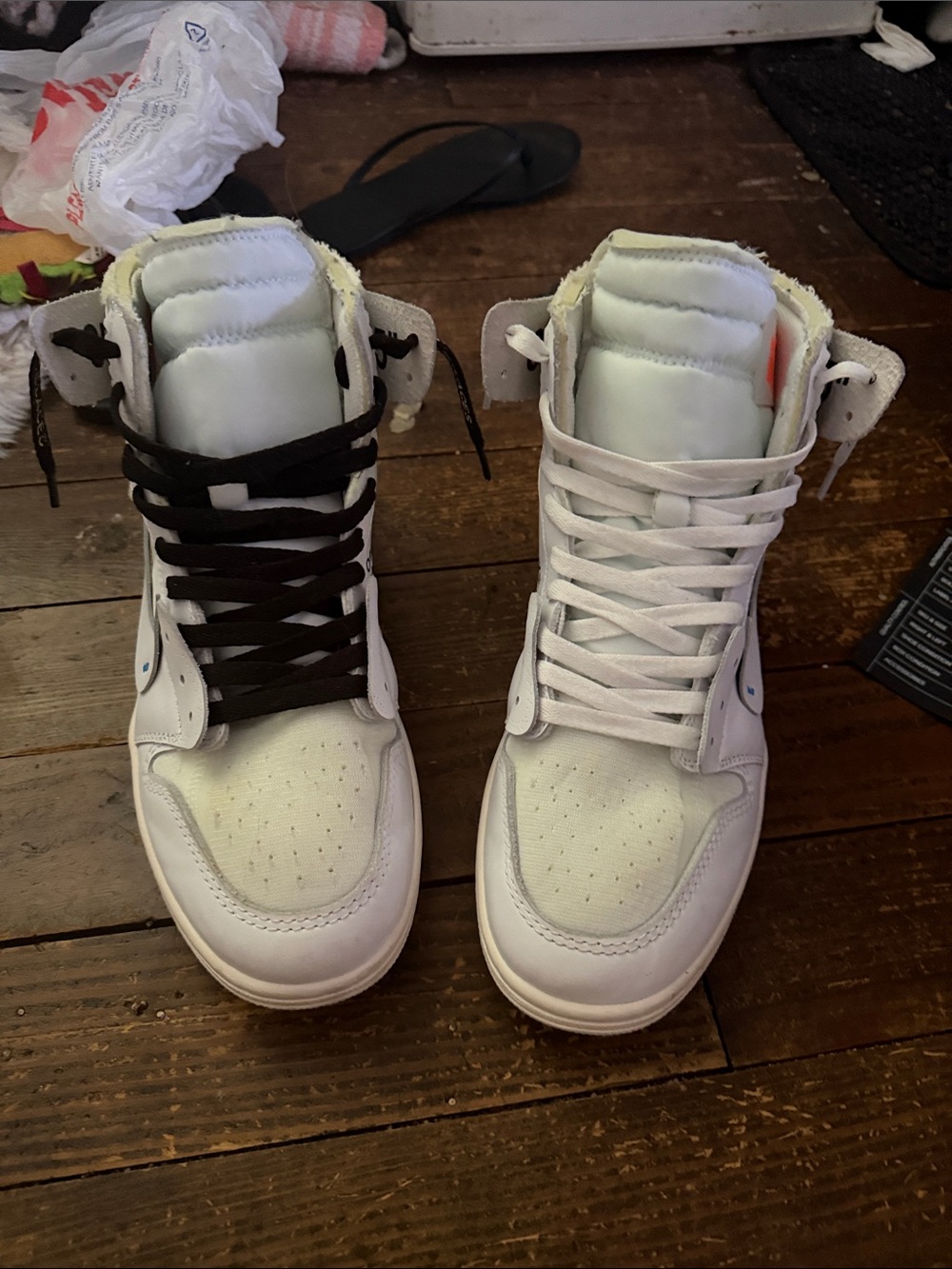 Off-White Off-White x Air Jordan–in White with Orange and Black Accents